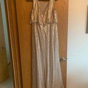Light gold long sequence dress. Bridesmaid dress David’s bridal worn twice.